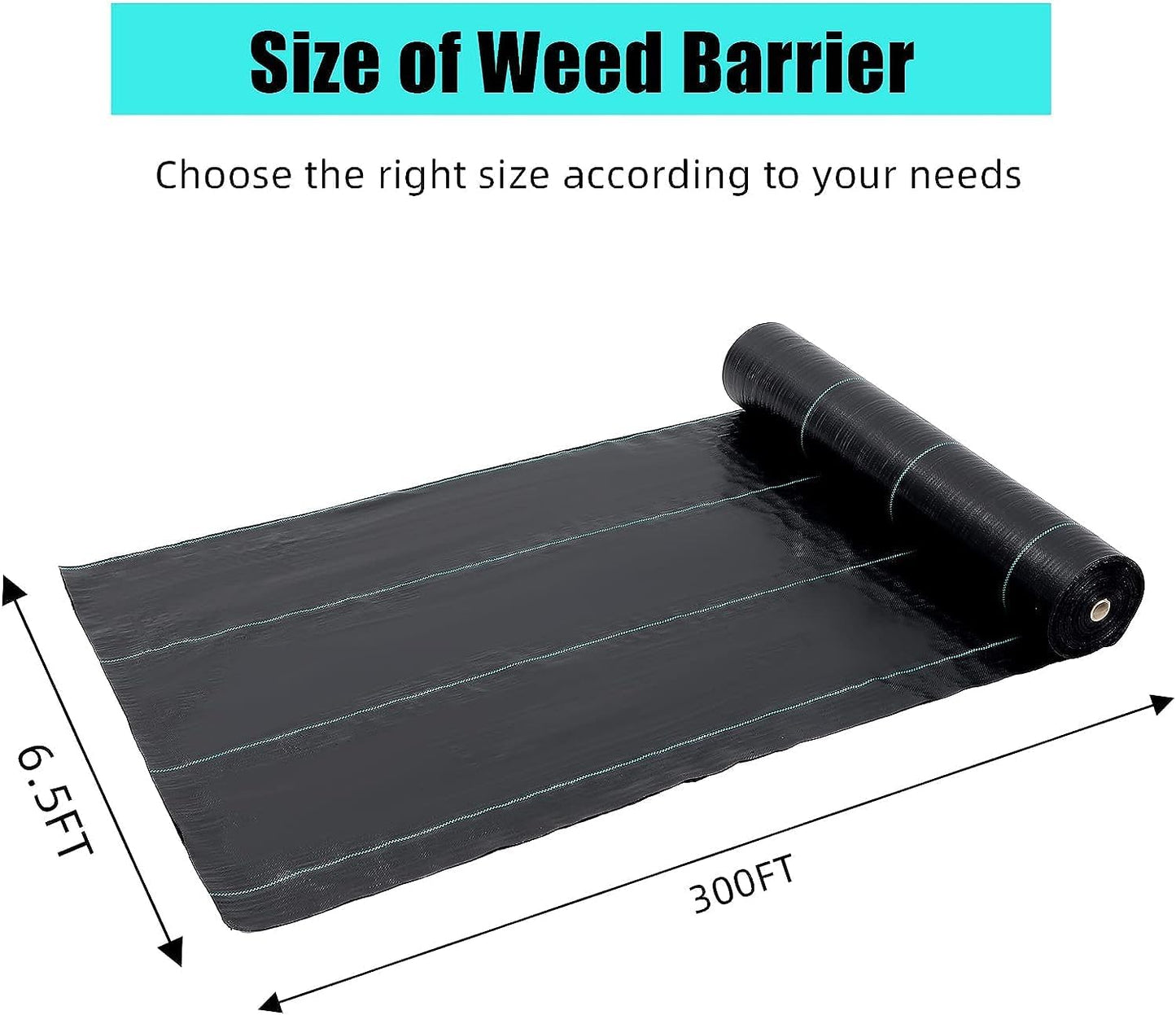 6.5ft x 300ft Premium 3oz Pro Garden Weed Barrier Landscape Fabric, Durable & Heavy-Duty Weed Block Gardening Mat, Easy Setup & Superior Weed Control, Eco-Friendly & Convenient Design