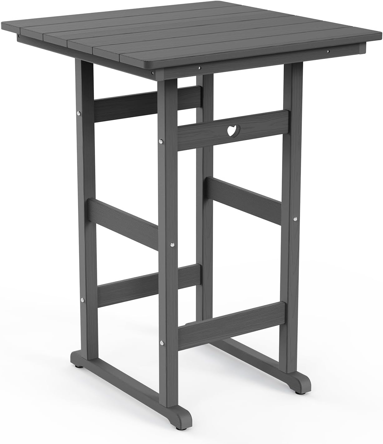 Adirondack Outdoor Bar Table, Durable HDPE Composite, Weather Resistant, Easy to Clean, Perfect for Backyard and Poolside Use, Grey