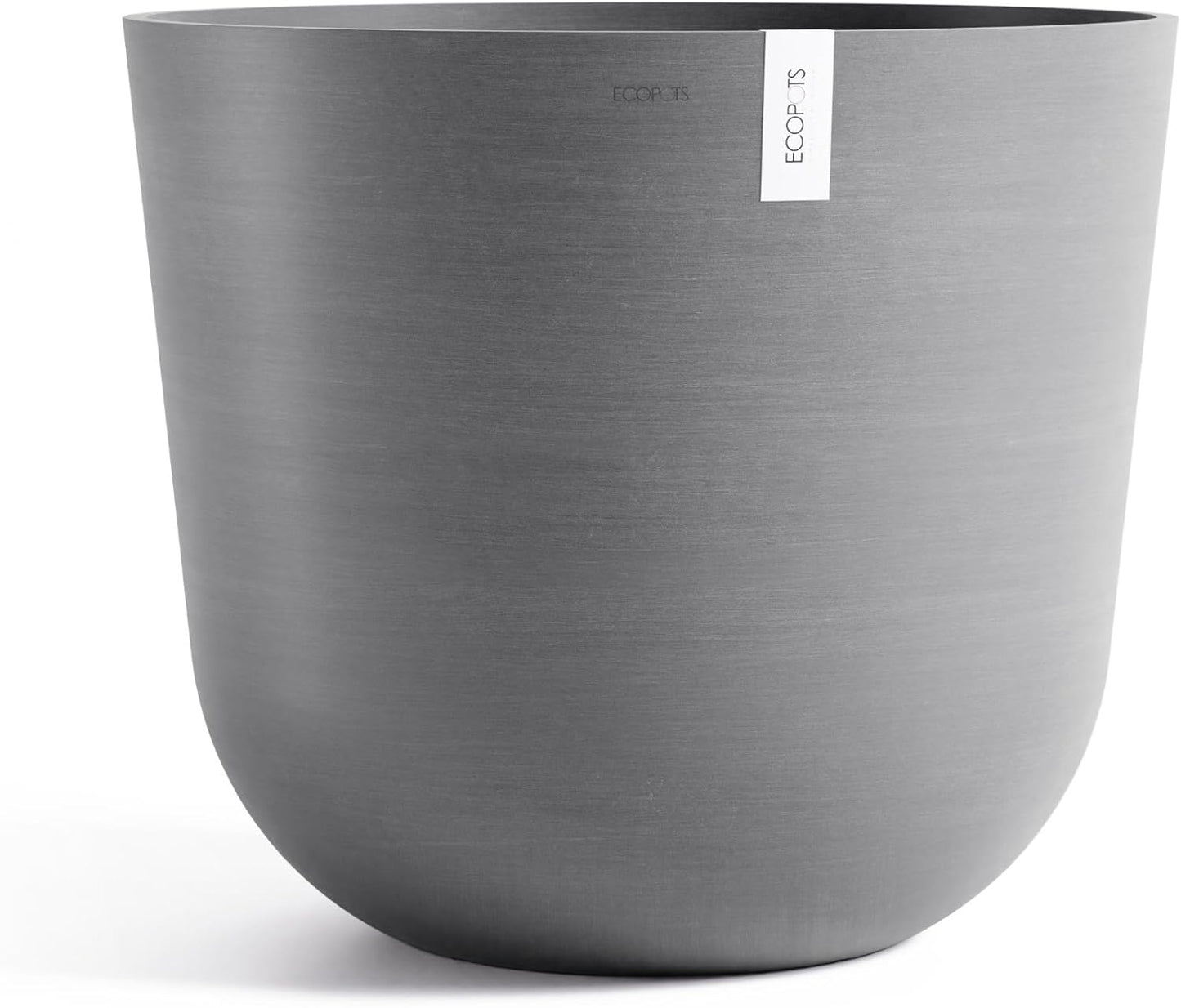 Ecopots Oslo Durable Modern Round Indoor/Outdoor Recycled-Based Composite Flower Pot Planter, Grey, 25.5"