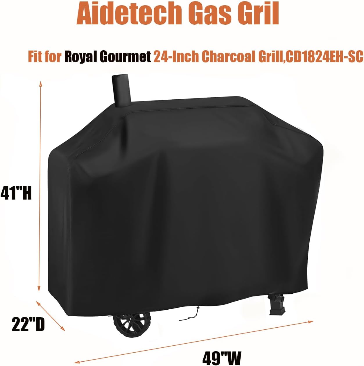 Grill Griddle Cover for Royal Gourmet 24-Inch Charcoal Grill CD1824EH-SC, Portable Gas BBQ Covers, Waterproof Outdoor Propane Grills Cover-22 D x 49" W x 41" H