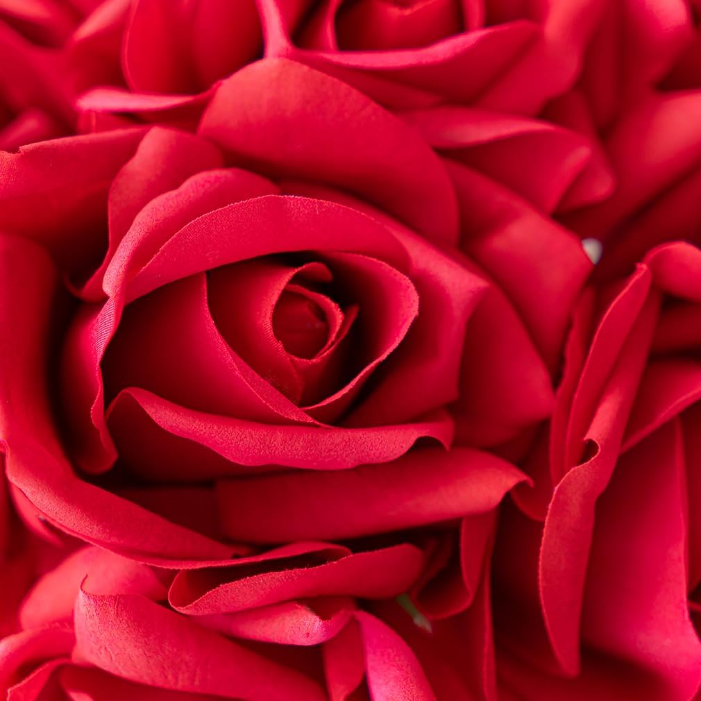 Artificial Roses Single Stem 10pcs Fake Silk Flower Arrangement Bouquet Real Touch for Home Party Wedding Decoration(Red)