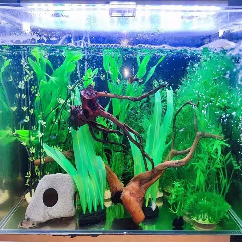 1Pcs Aquarium Decoration Green Plants Simulation Artificial Water Grass Fish Tank Decor Silicone Glowing Kelp Tall Aquarium Plant Ornament Accessories,Green,16.9in