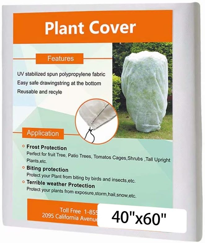 Agfabric Plant Covers Freeze Protection H40 xW60 0.9oz Outdoor Plant Covers for Winter Garden Plant Cover Winter Frost pests Protection,White