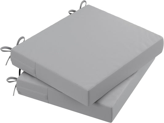AAAAAcessories Outdoor Seat Cushions for Chairs, Waterproof, Fade-Resistant Patio Furniture Replacement Cushions, 20" x 18" x 3", Set of 2, Gray
