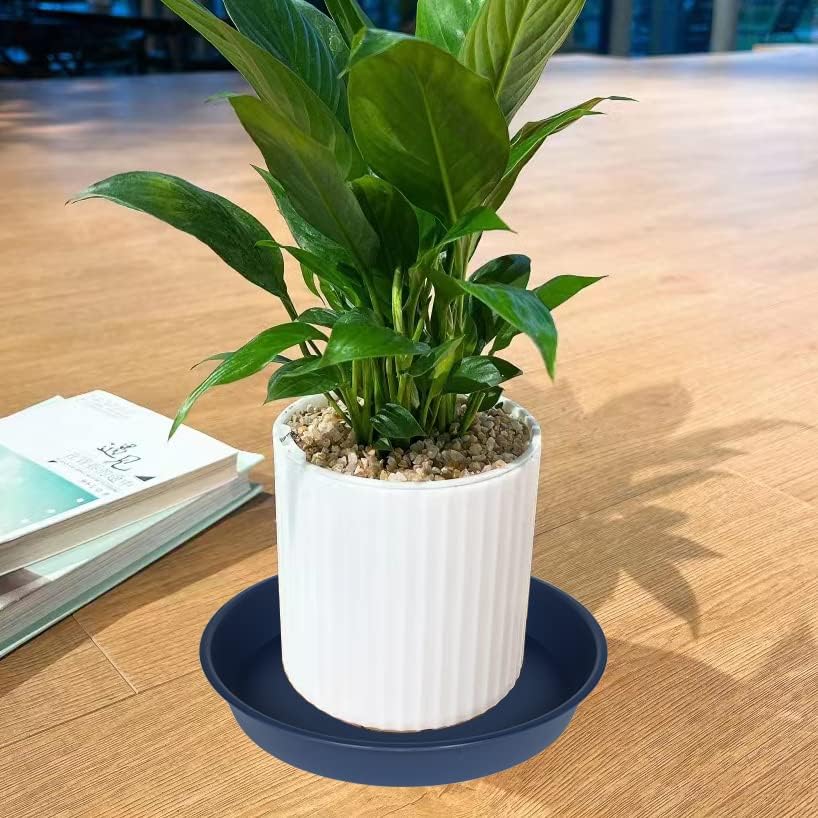 2 Pack of 18 19 inch Plant Saucer Drip Tray (16.6 inch Base), Heavy Duty Deep Plant Saucers for Pots, Plastic Flower Planter Water Trays for Indoors Outdoor (19", Blue)