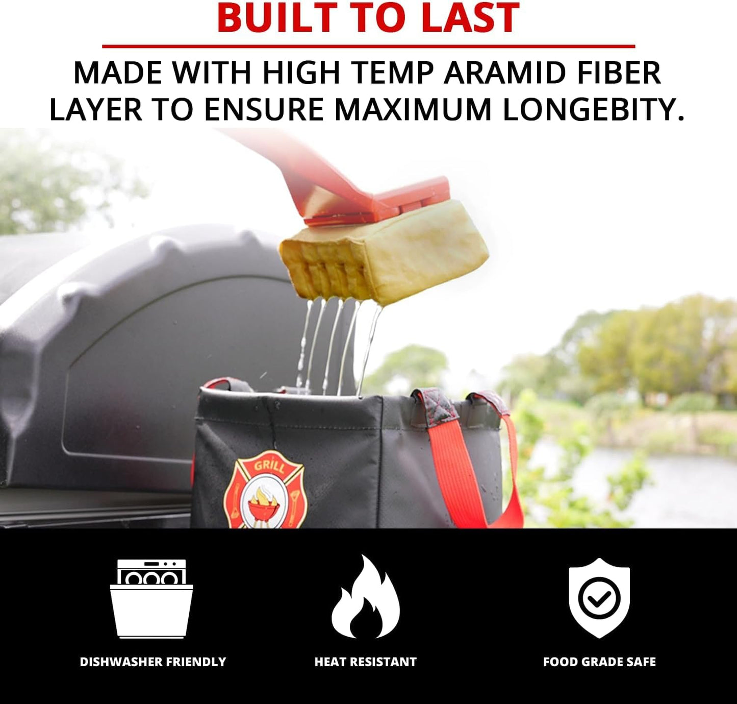 Grill Rescue BBQ Replaceable Cleaning Head, Bristle Free - Durable and Unique Grate Scraper Tools for Cast Iron or Stainless-Steel Grates, Barbecue Cleaner