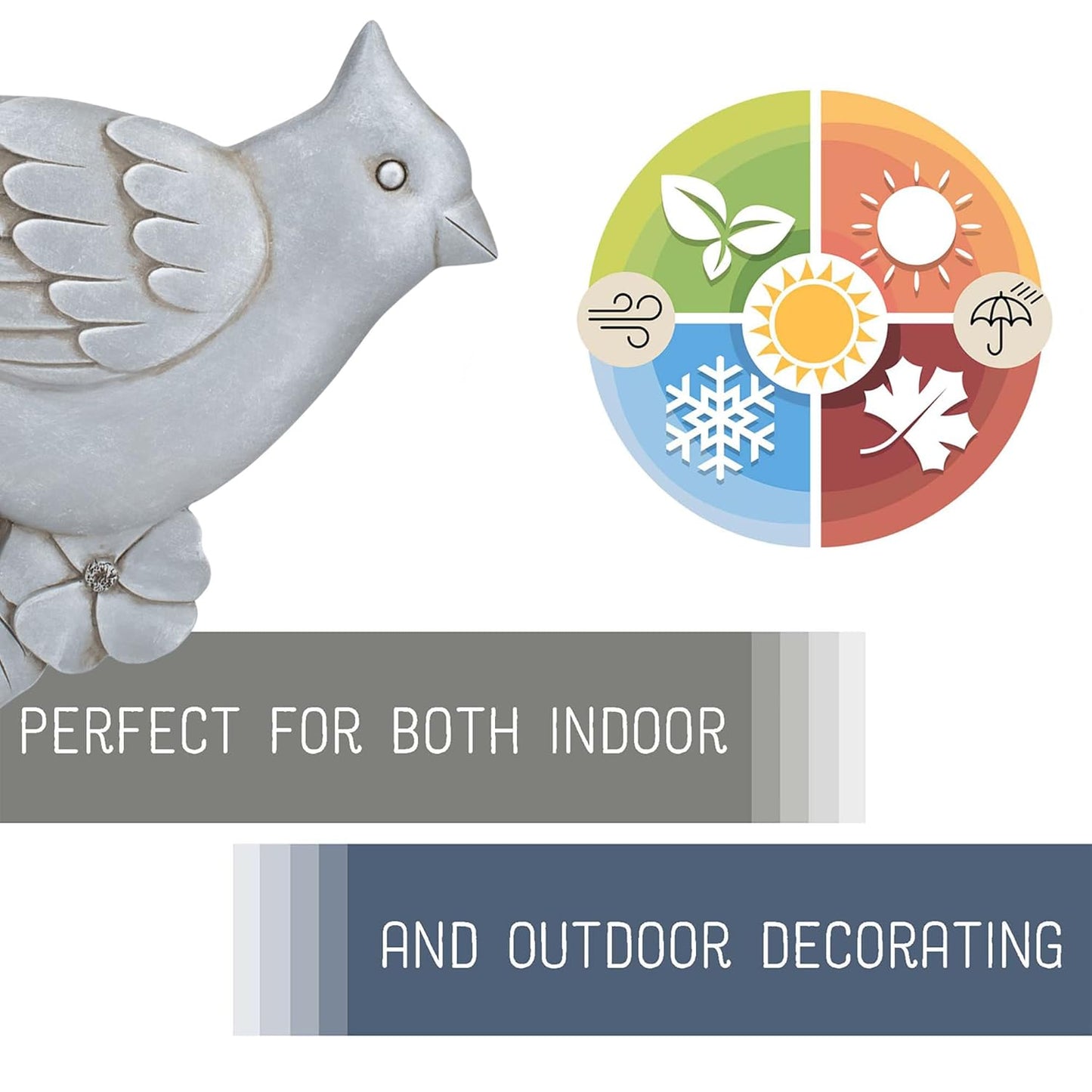 NAT & Jules Animal Character Shaped Dimensional Indoor Outdoor 11 inch Cast Resin Decorative Garden Stepping Stone, Patio, Walkway Sculpture Yard Art, Stone Grey Cardinal