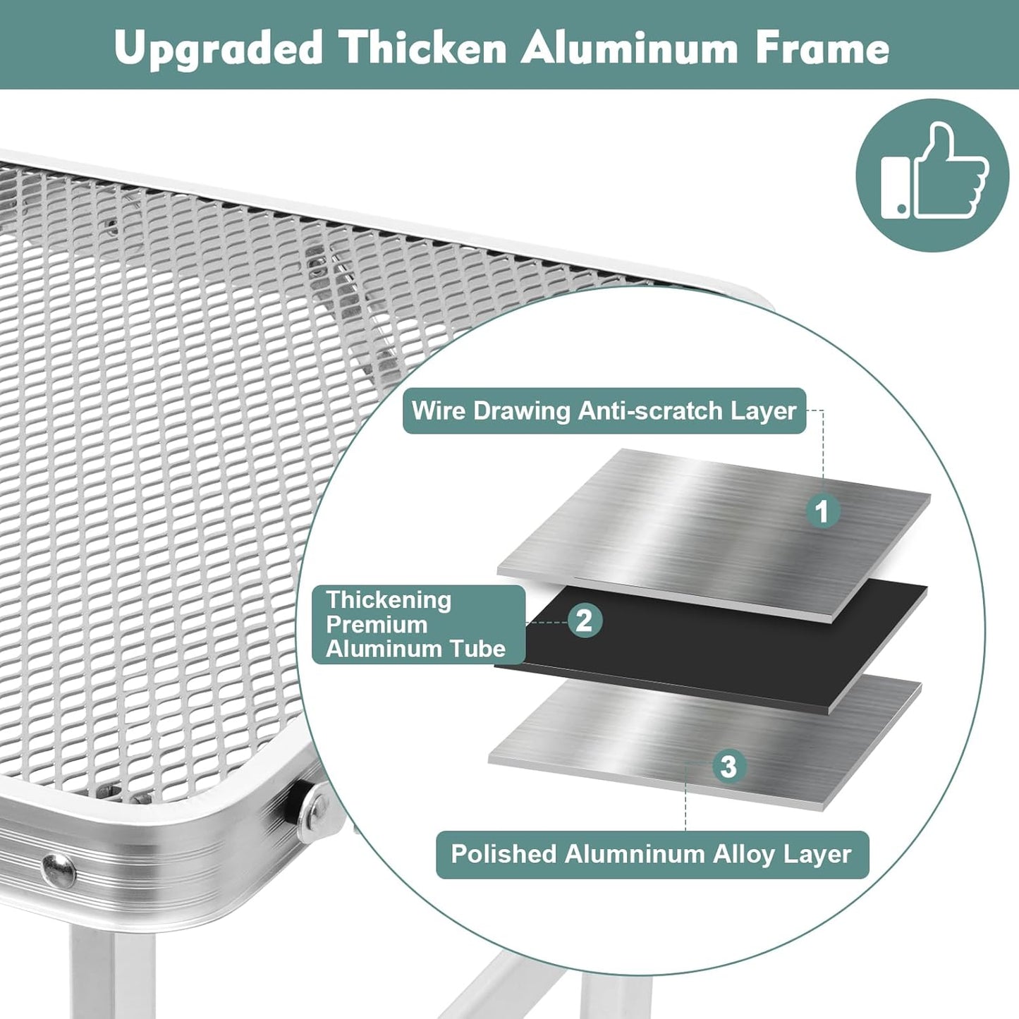 Folding Table, Easy for Storage, Compact and Portable Picnic Table for Grill, Outdoor Camping, Garden, Patio, Dining, BBQ, Party, Market, 2Ft (Small, Silver)