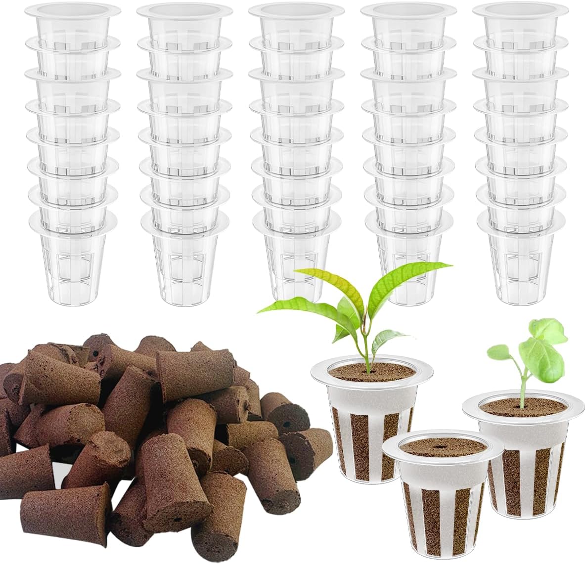 80 Pcs Hydroponic Seeds Grow Sponges Pods Kit,Indoor Hydroponics Growing System Root Plant Basket,Hydroponic Pods Cups Pot and Grow Sponges for Garden Indoor Herb Hydroponic Growing System