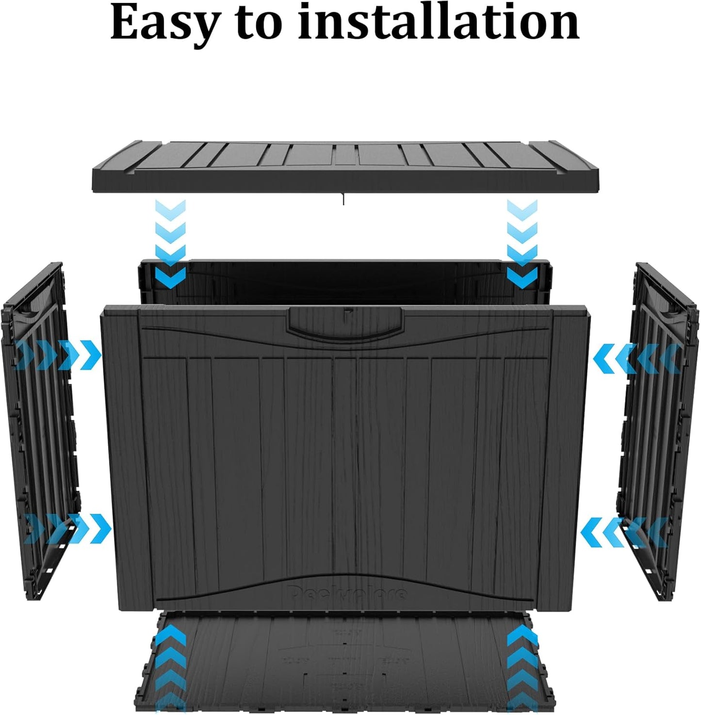 50 Gallon Plus Outdoor Storage Box, Waterproof Resin Deck Box for Patio, Pool, and Garden, Lockable Bin for Cushions, Tools, and Accessories, UV-Resistant, Black