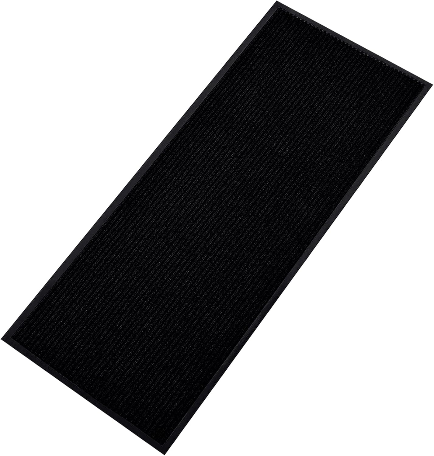 fani Heavy Duty Large Outdoor Indoor Entrance Black Doormat Waterproof Low Profile Entrance Rug Front Door Mat Patio Anti-Skid Rubber Back, 48x120 inch (Jet Black)