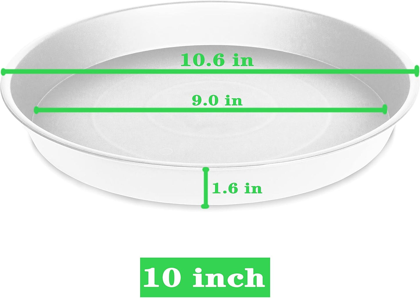 6 Pack of 10 inch Plant Saucer, Heavy Duty Plastic Plant Saucer 10" Round, Durable Plant Tray for Pots, Plant Saucers for Indoors, Plant Trays for Planter 8"/9"/10" (10 inch, Creamy White)
