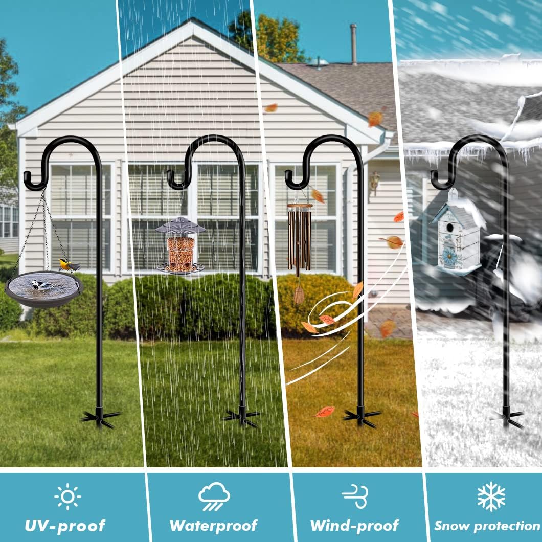 Shepherd Hooks for Bird Feeder Outdoor 44 inch, Small Heavy Duty Hummingbird Feeder Poles for Hanging Planter Basket Wind Chimes Garden Decor 2Pcs