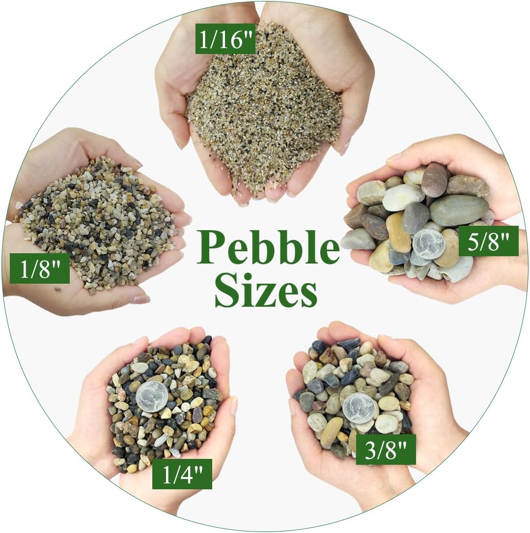 20lbs Aquarium Gravel, 1/8"(2-4mm) Natural River Rocks Succulent Cactus Pea Gravel for Plants, Fish Tank, Decorative Pebbles for Gardening, Flower Pots, Vase Fillers, Landscaping