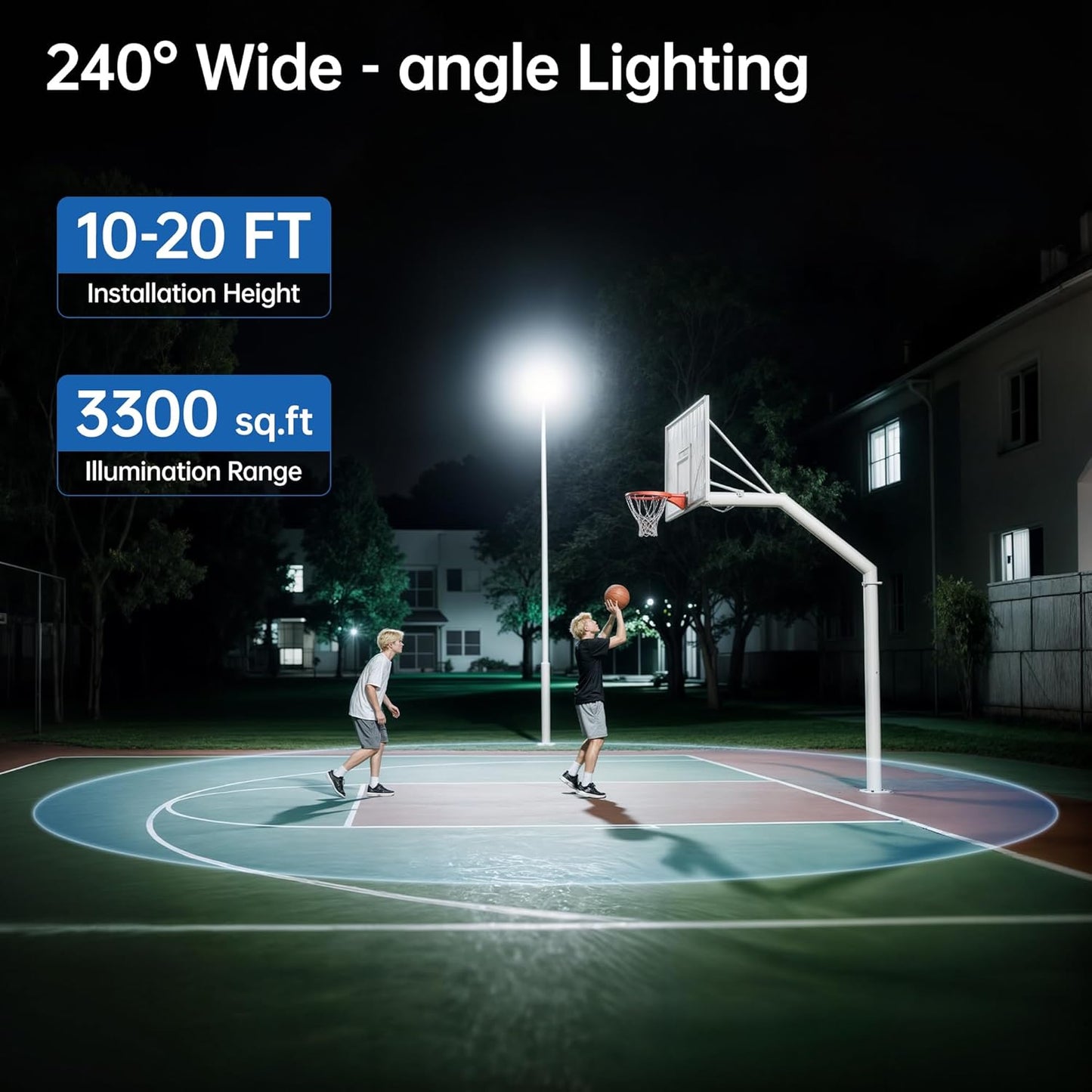 11000W Solar Street Light Outdoor with Dual Solar Panels IP65 Waterproof – 650,000LM 3-Sided LED Lights, 144pcs LEDs, 50000mAh Battery, Motion Sensor, Dusk to Dawn for Parking Lot, Yard,Garden