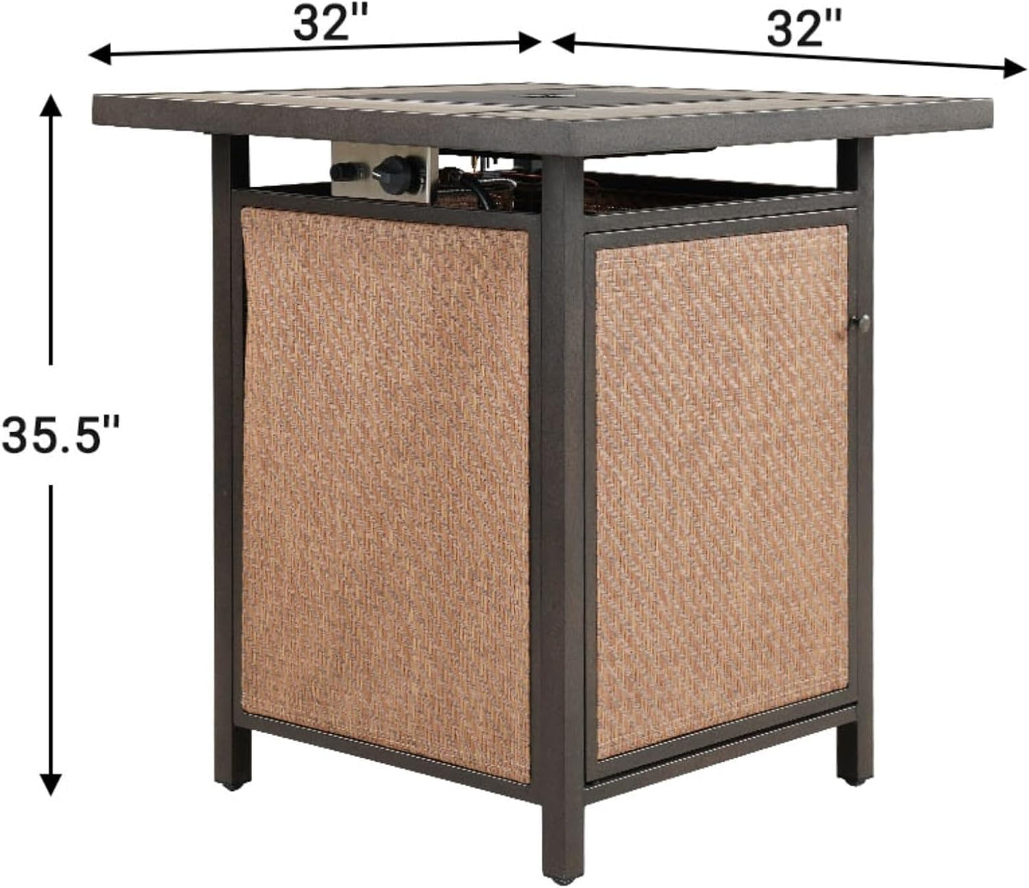 Grand patio 5-Piece Patio Swivel Bar Set with Fire Pit Table 60,000 BTU Heat Output, Outdoor Counter Height Patio Bar Stools Set of 5, High Bar Chairs with High Back, Black&Grey Plaid