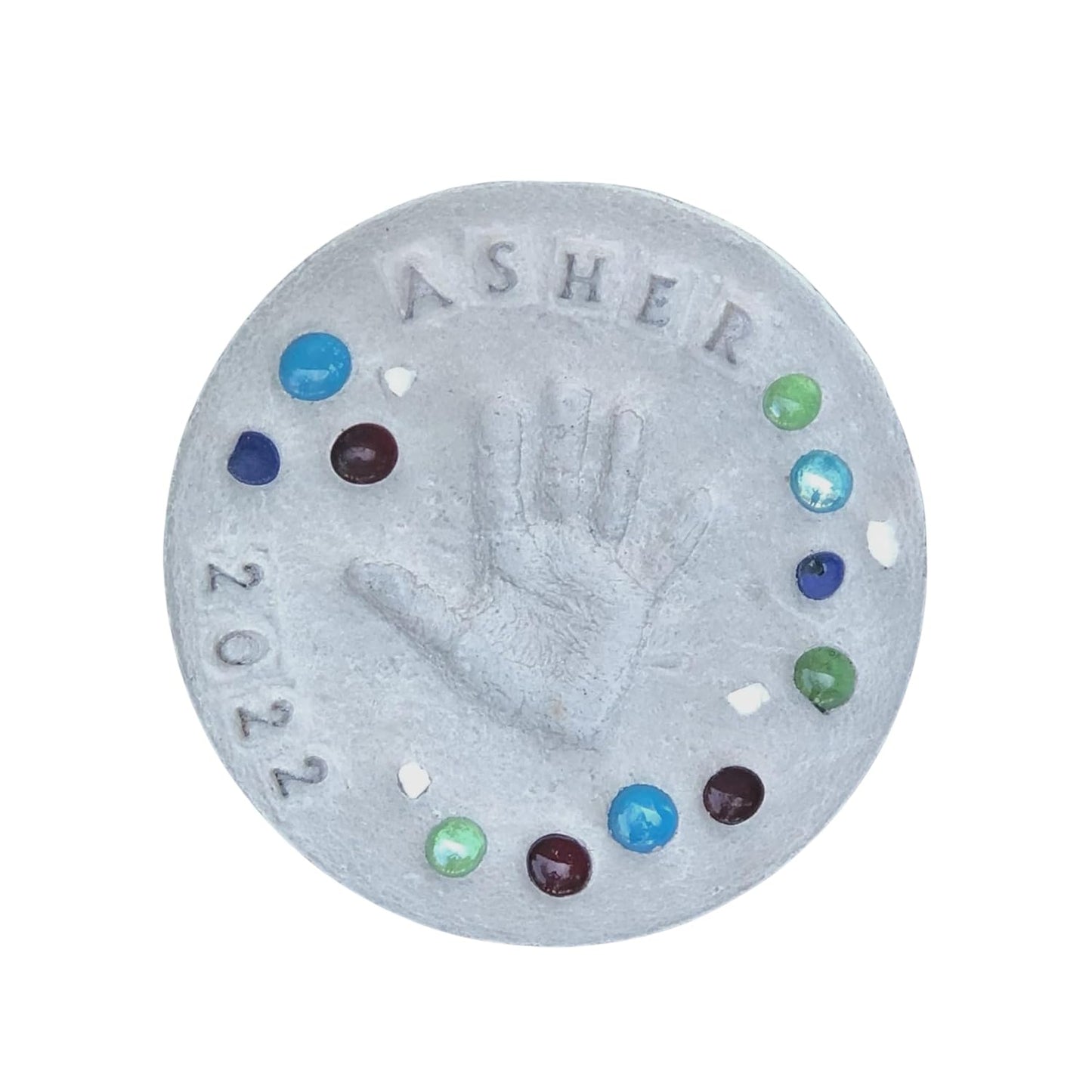 DIY Stepping Stone Kit with Color Pigment, Handprint Stepping Stone, Mother's Day Gift, Footprint Stepping Stone (8 Inch, Gray)