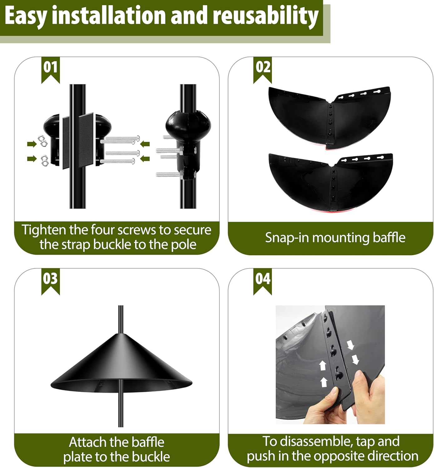 19-inch Squirrel Baffle, Squirrel-Proof for Bird Feeder Pole, Birdhouse Baffle for Shepherd's Hook in The Outdoors,(Black 2 Pack)