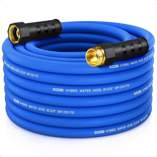 Heavy Duty Garden Hose 50 ft, Non-Expanding Flexible Water Hose, Kink Resistant Lightweight Hybrid Hose, Leakproof Hose Male to Female Fittings