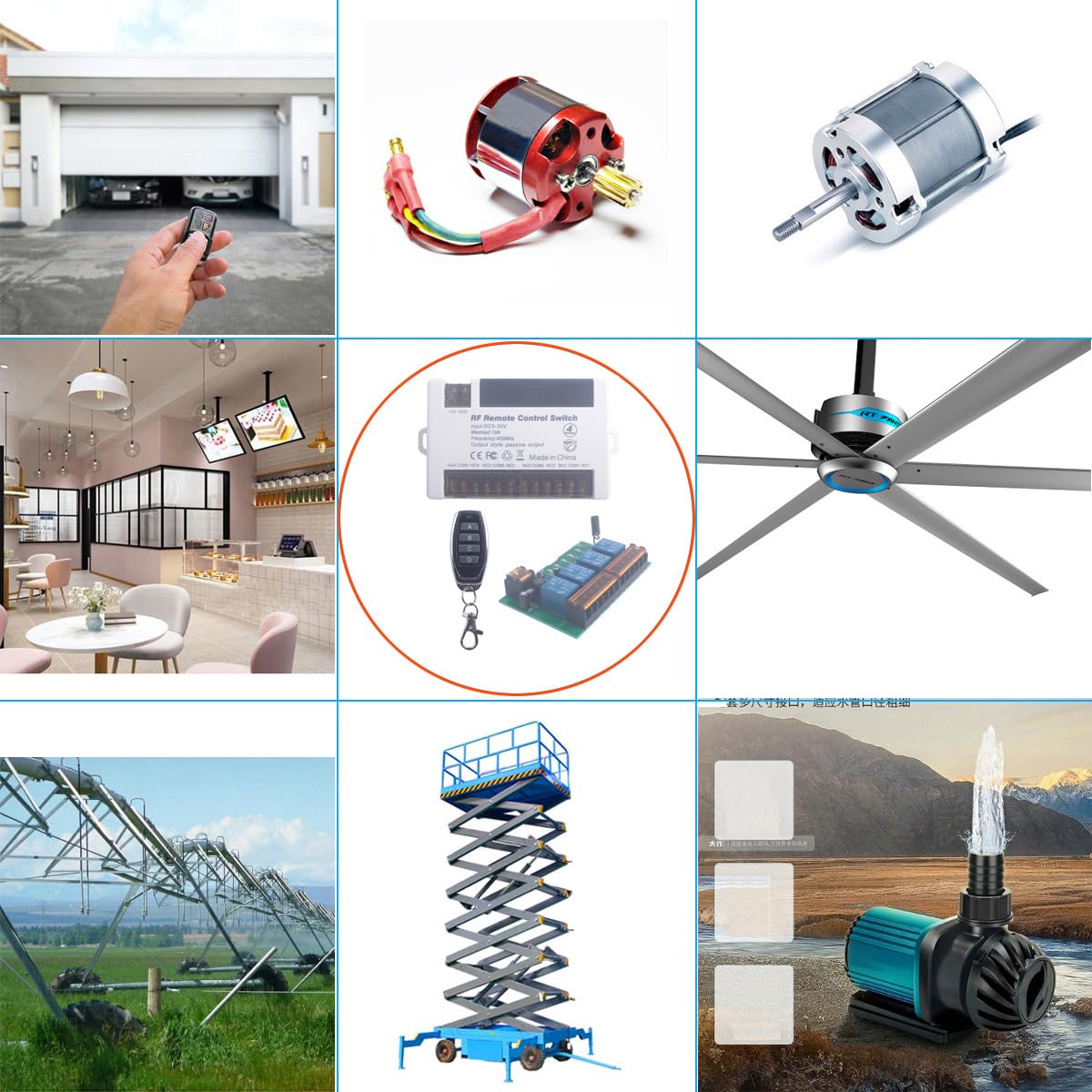 12V 24V 2 Channels Wireless Relay Remote Control Switch, RF 433Mhz DC 5V-30V Garage Door Opener Wireless Switch with Receiver 2 Transmitters, Easy to Terminal Wiring (4CH 1* Controller 433Mhz)