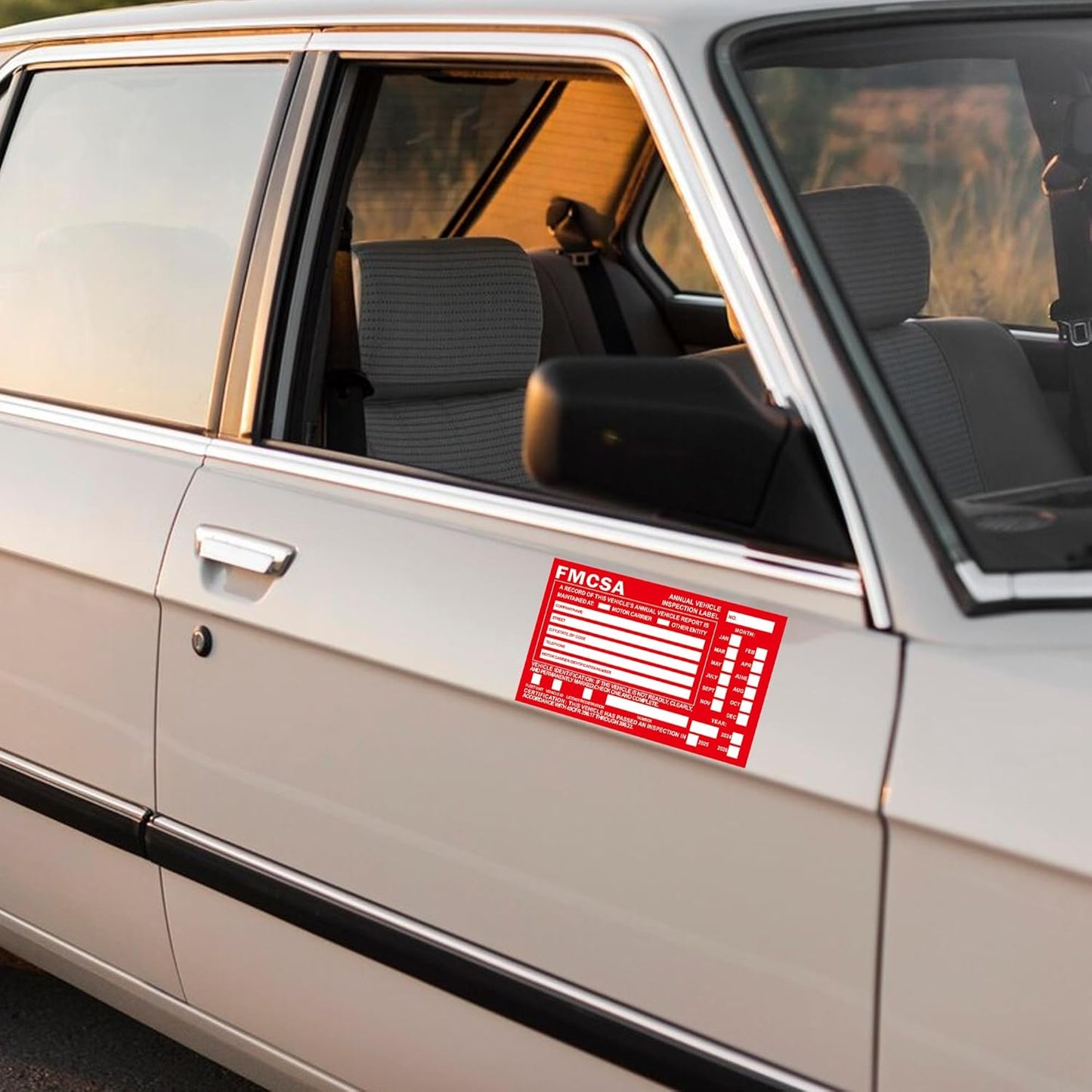 50-Pack Annual Vehicle Inspection Label 1.6 mil Aluminum Red FMCSA Label with Permanent Self Adhesive 6" x 3.5" DOT Compliant