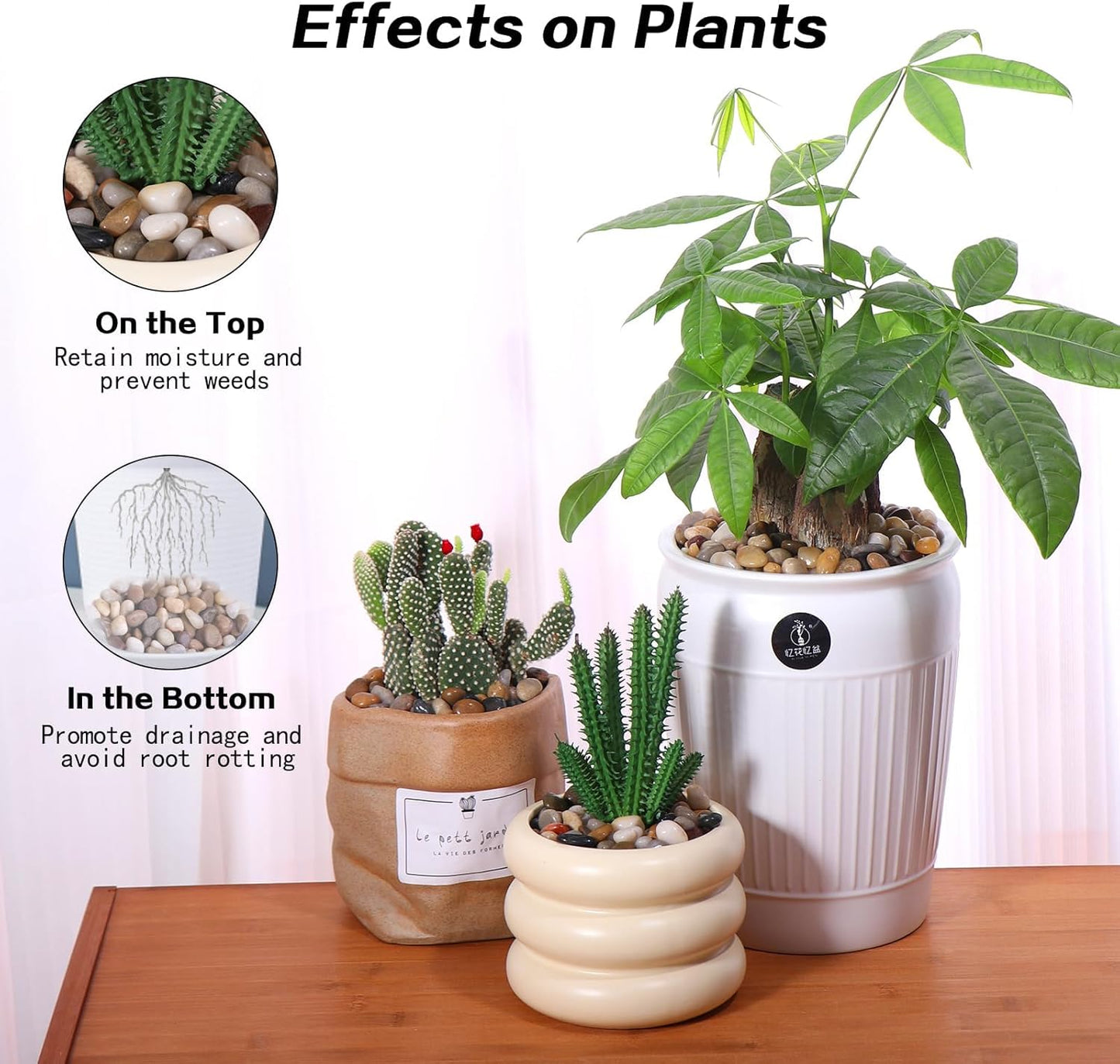 Calofulston 15lb Pebbles, 3/8 Inch Small Pebbles for Indoor Plants, Aquariums, Bamboo, Succulent, Vase, Outdoor Landscaping, Decorative Polished Plant Rocks for Pots Indoor, Mixed Color