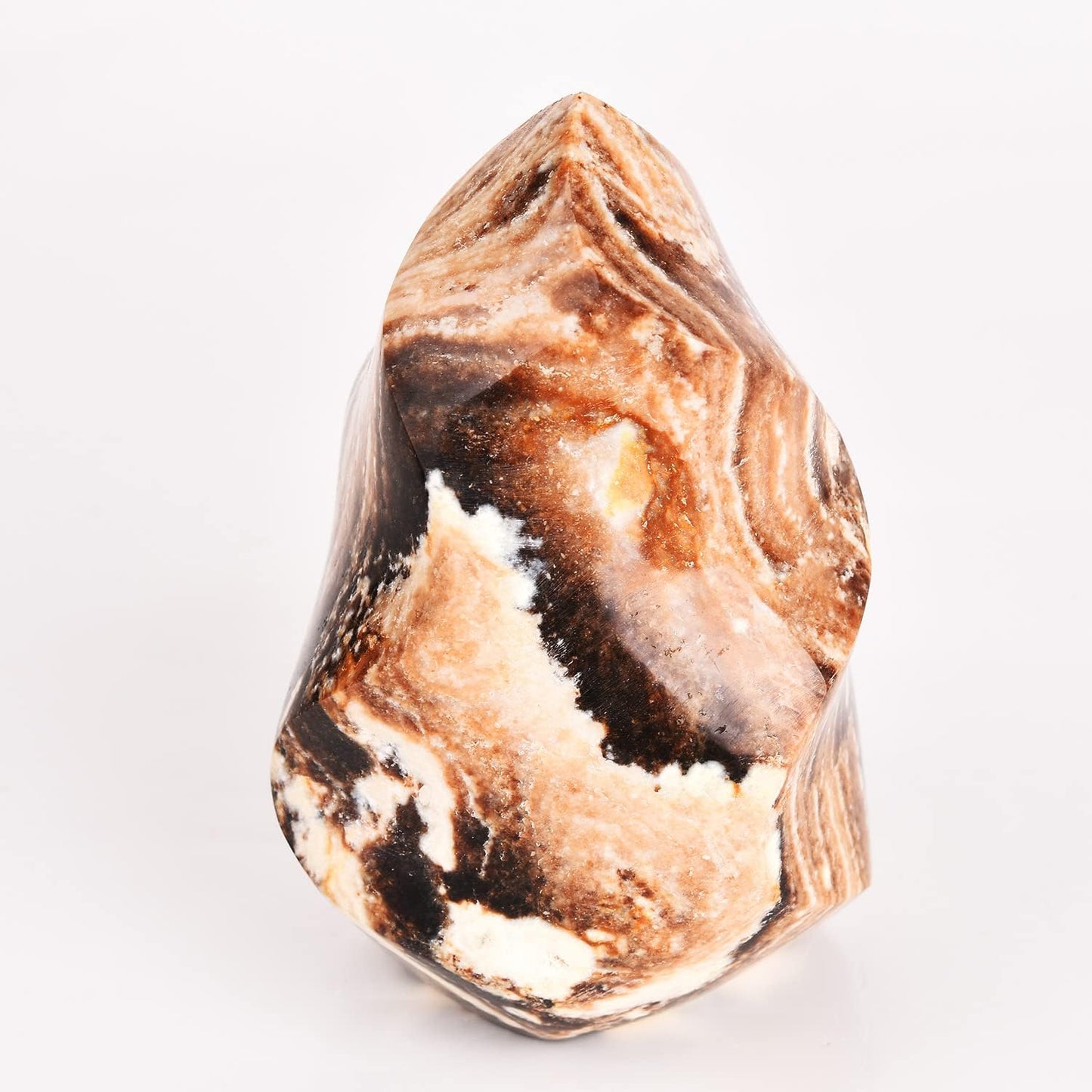 AMOYSTONE Black Opal Flame Shaped Stone Towers Large Healing Crystal Quartz Home Decor 0.6-1.0LBS