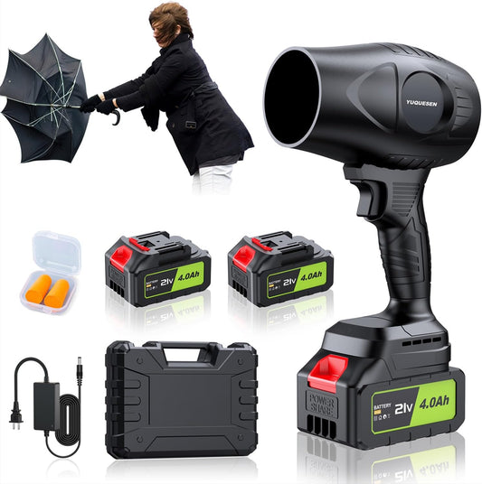 980,000 RPM Cordless Leaf Blower - 21V Electric Handheld Leaf Blower with 2×4.0Ah Batteries & Fast Charger - Lightweight for Patio, Lawn, Yard, Deck Cleaning