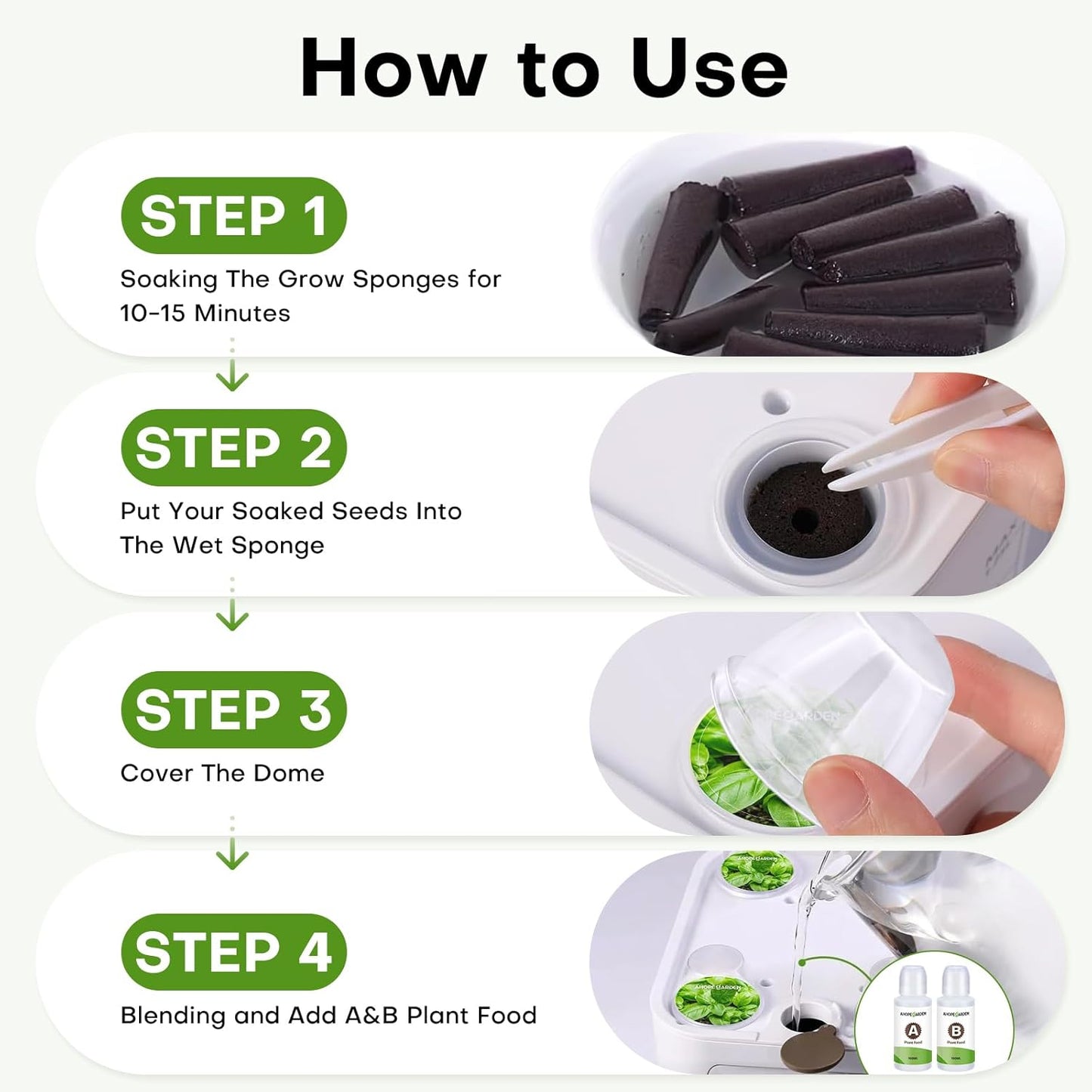 Ahopegarden 120pcs Hydroponic Pods Kit: Compatible with AeroGarden Herb Kits with 120 Grow Sponges; 120 Pods Lable, Highly Breathable - Indoor Garden Kit Supplies for Most Brands