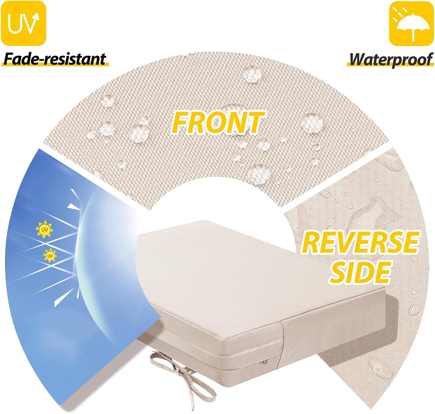 AAAAAcessories Outdoor Seat Cushions for Chairs, Waterproof, Fade-Resistant Patio Furniture Replacement Cushions, 18.5" x 16" x 3", Set of 4, Khaki Beige