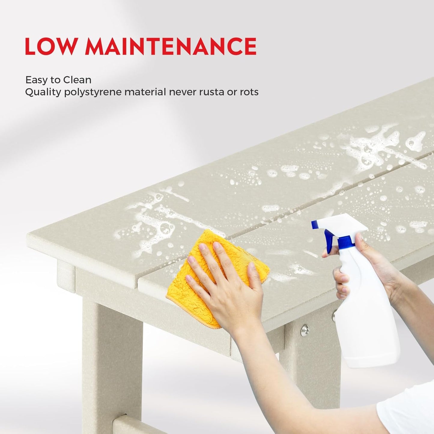 Garden Bench, Front Porch Bench Entryway Park Bench, Patio Backless Garden Seat for Outdoors/Indoor, Low Farmhouse Bench, Sand