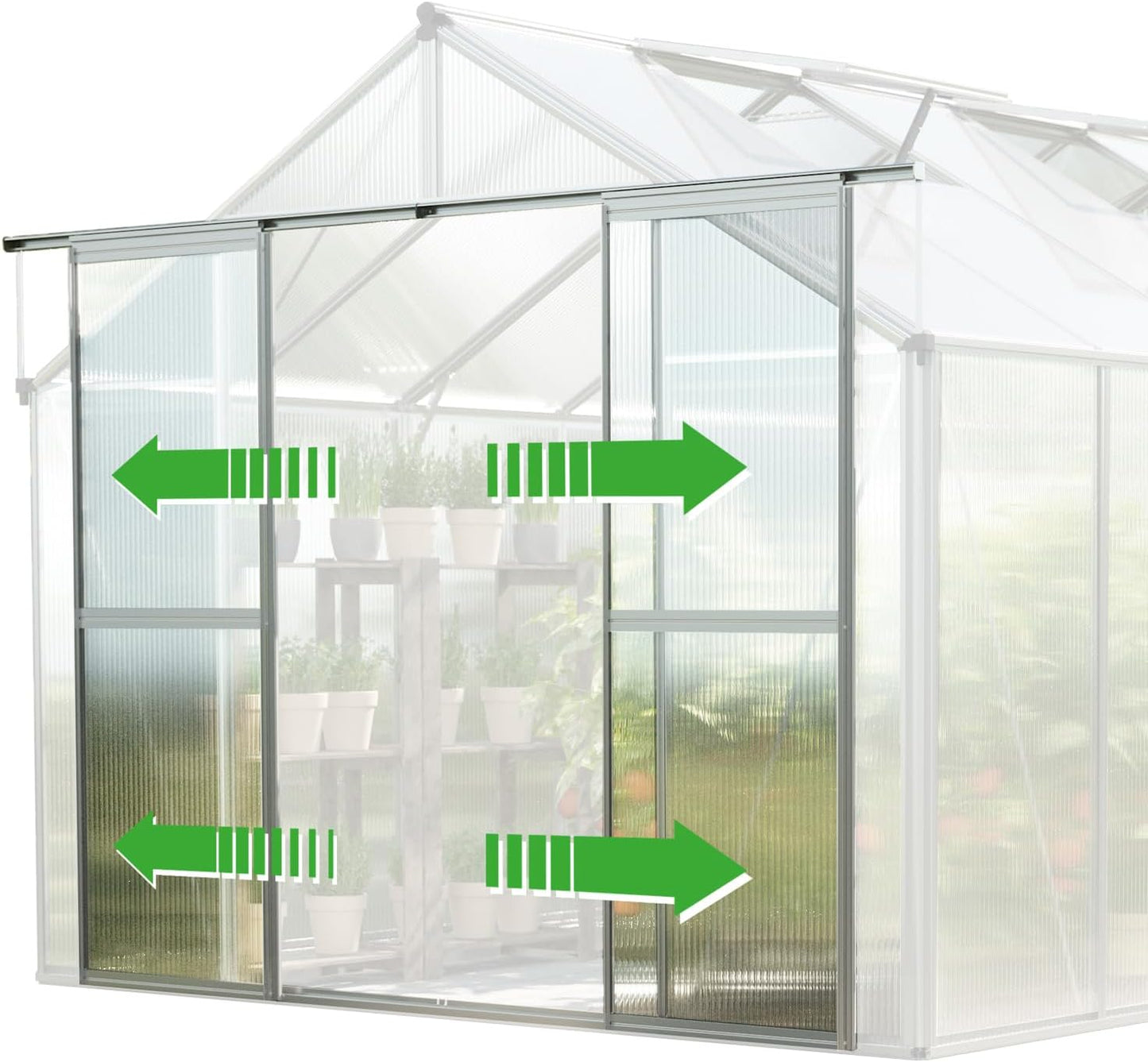 Greenhouse Topas 6 Aluminum Frame 7.4 x 12.6 ft with Approx. 6 mm Polycarbonate Panels