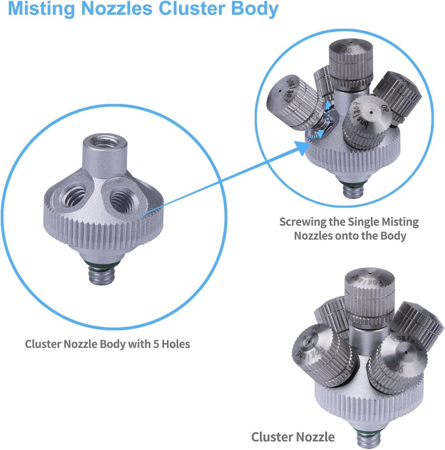 Fogalnd Patio Misting System : Outdoor Misting System 49ft Misting Cooling System with 16pcs 0.024" Orifice Thread Stainless Steel Misting Nozzle for Garden Greenhouse Gazebo