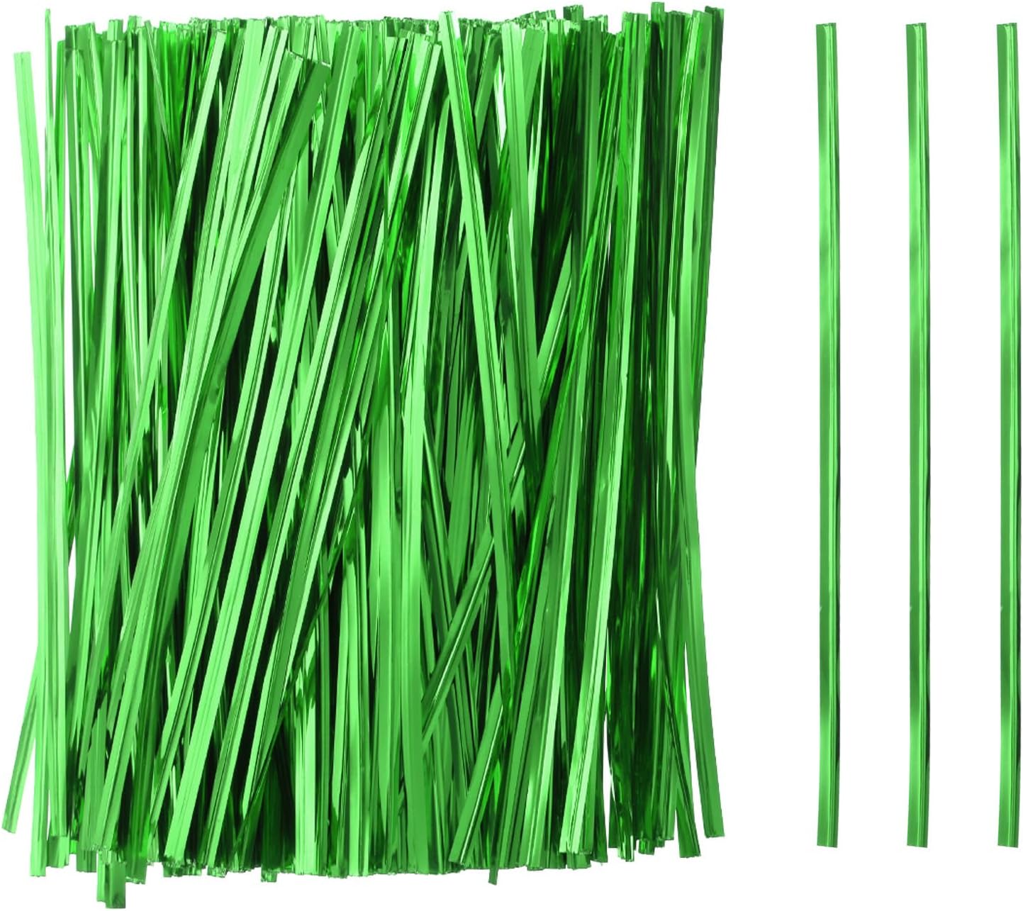 HARFINGTON 800pcs Bag Twist Ties 6" Reusable Plastic Metallic Twist Ties Wire Cable Ties for Party Bread Candy Cake, Green