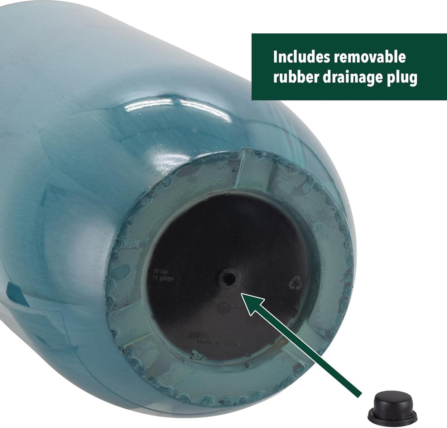 25.5-inch Tall Set of 2 Teal Large Plastic Planter Pots with Drainage Plug for Indoor or Outdoor Use, Decorative Lightweight Garden Flower Pot for Porch, Patio, Deck