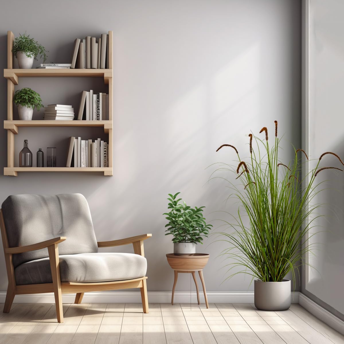 Artificial Plant 5ft(1pack) Tall Artificial Grass Plant,Faux Plants Indoor Home Decorative Artificial Plants & Flowers in Pot Fake Plant, House Plant Indoor