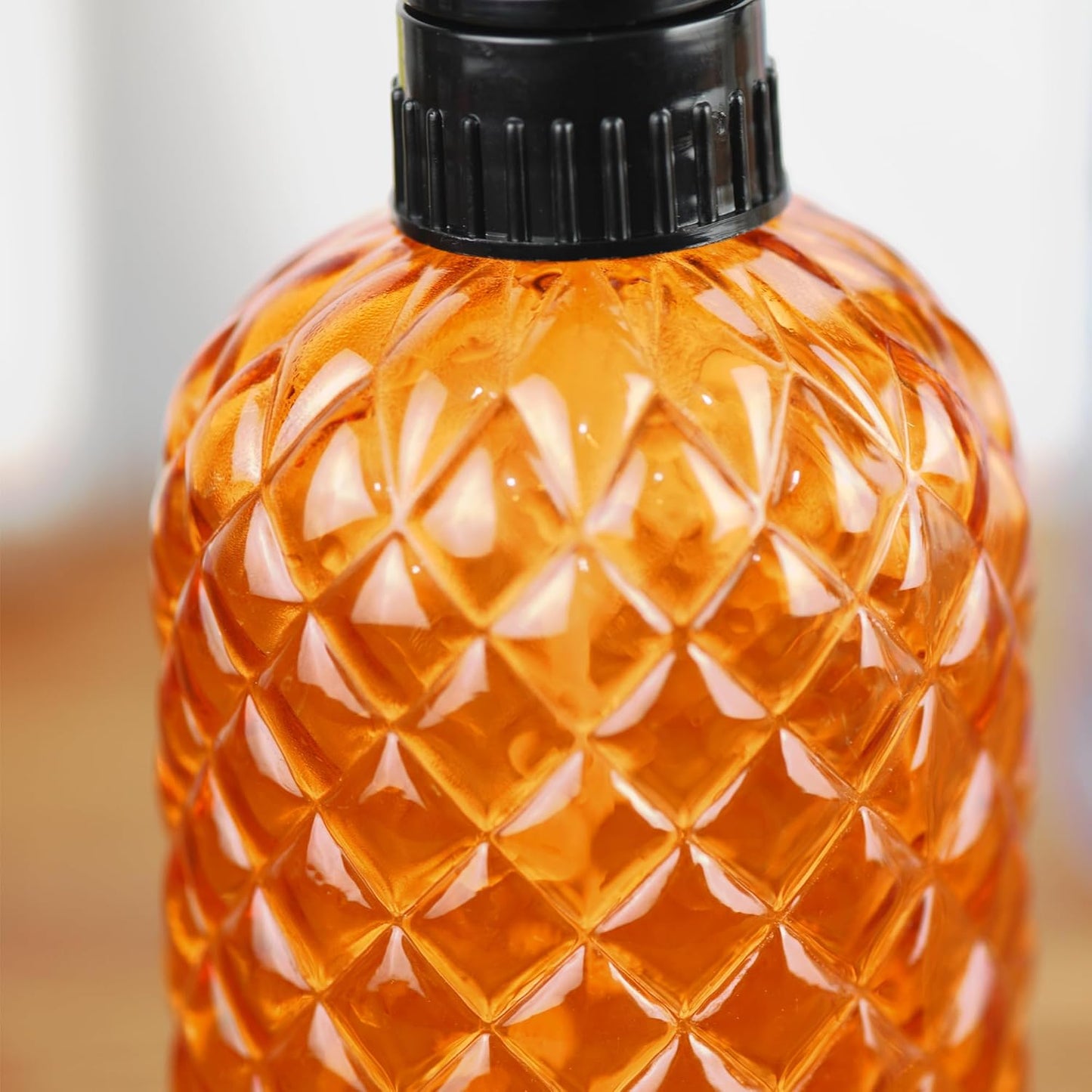 Glass Handheld Spray Bottle - 12oz Refillable Bottle ，Adjustable Nozzle Watering Can for Garden Plants Cleaning Solutions (Orange)