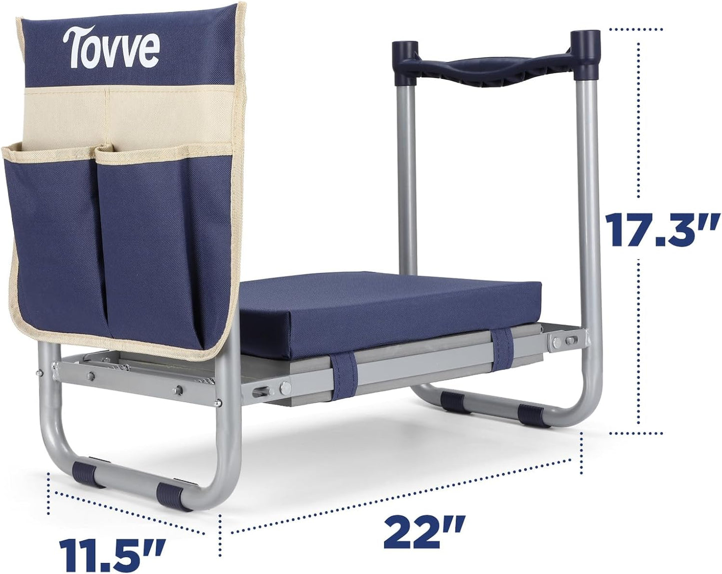 Foldable Garden Kneeler and Seat, Heavy Duty Garden Stool with 10" Wide Detachable Kneeling Pad, Portable Garden Bench Chair with Large Garden Tool Bag, Gardening Gifts for Women, Seniors, Mom