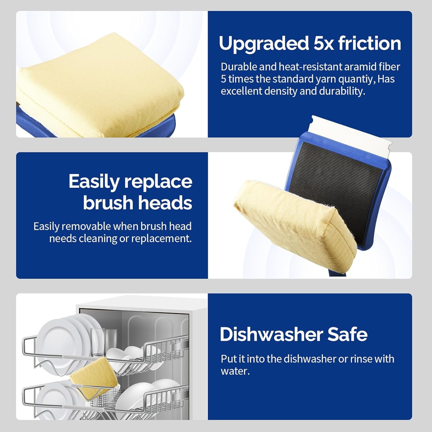 19" Large Bristle-Free Steam Cleaning Grill Brush,Replaceable BBQ Cleaning Head,Safe Grill Accessories for Cast Iron/Porcelain/Weber Gas/Charcoal Grill,Grill Cleaner for Outdoor Grill