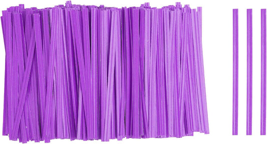 HARFINGTON 1000pcs Bag Twist Ties 3.5" Reusable Kraft Paper Twist Ties Wire Cable Ties for Party Bread Candy Cake, Purple
