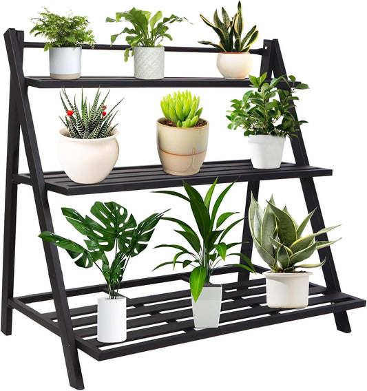 Aluminum Plants Shelf Outdoor, Multiple Flower Holder Rack, Metal Plant Stands Home Decor for Balcony Living Room Patio Garden (3-Tier)