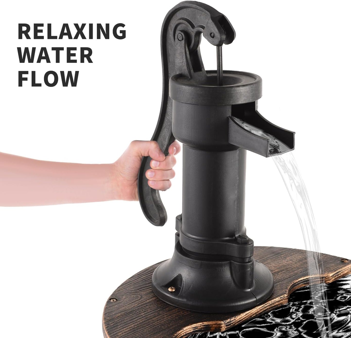 YI 27-Inch 2 Tier Water Fountains Outdoor Waterfall Barrel Fountain Pump Garden 2-Tier Barrel and Pump Waterfall Fountain, Plastic for Garden Patio Backyard Porc