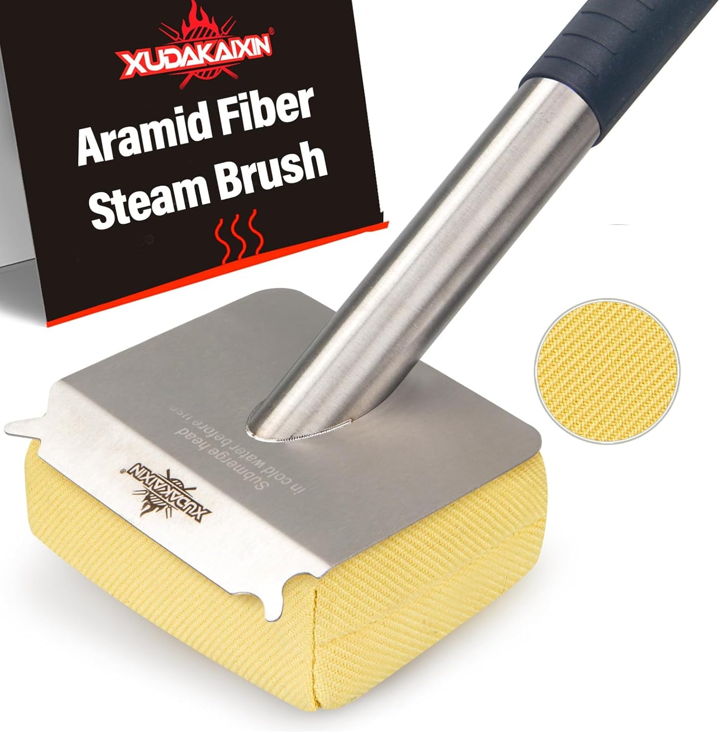 Grill Brush Bristle Free,BBQ Replaceable Scraper Cleaning Head,Safe Grill Accessories for Cast Iron Grates/Porcelain/Weber Gas/Charcoal Grill,Grill Brush for Outdoor Grill-Yellow