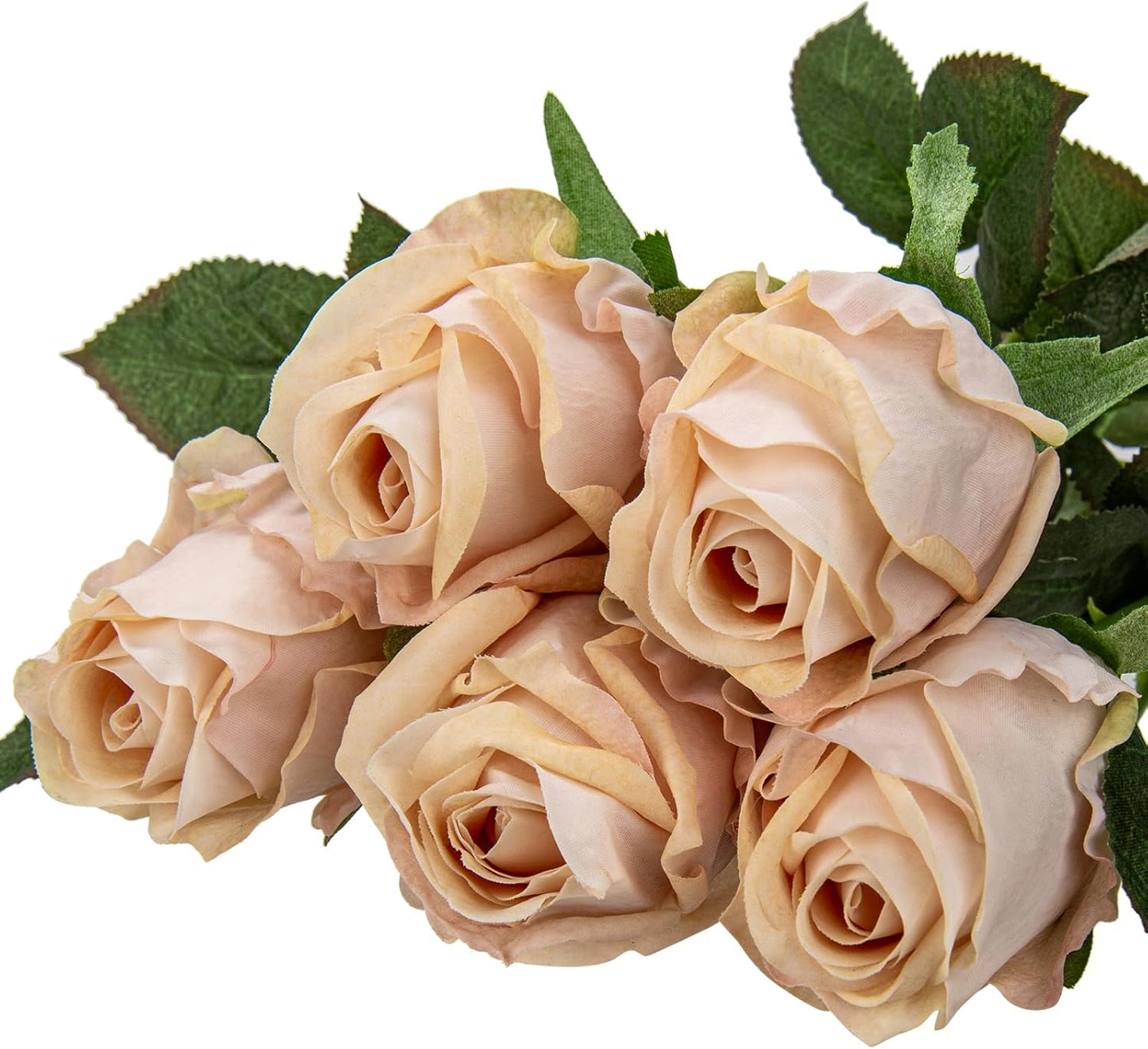 Artificial Realistic Roses Champagne Flowers 24" Real Touch Silk Roses Bouquet Long Stems Rose for Flower Arrangement Fake Roses Decor for Home Party Wedding Table Centerpieces Roses Realistic - 5 Pcs