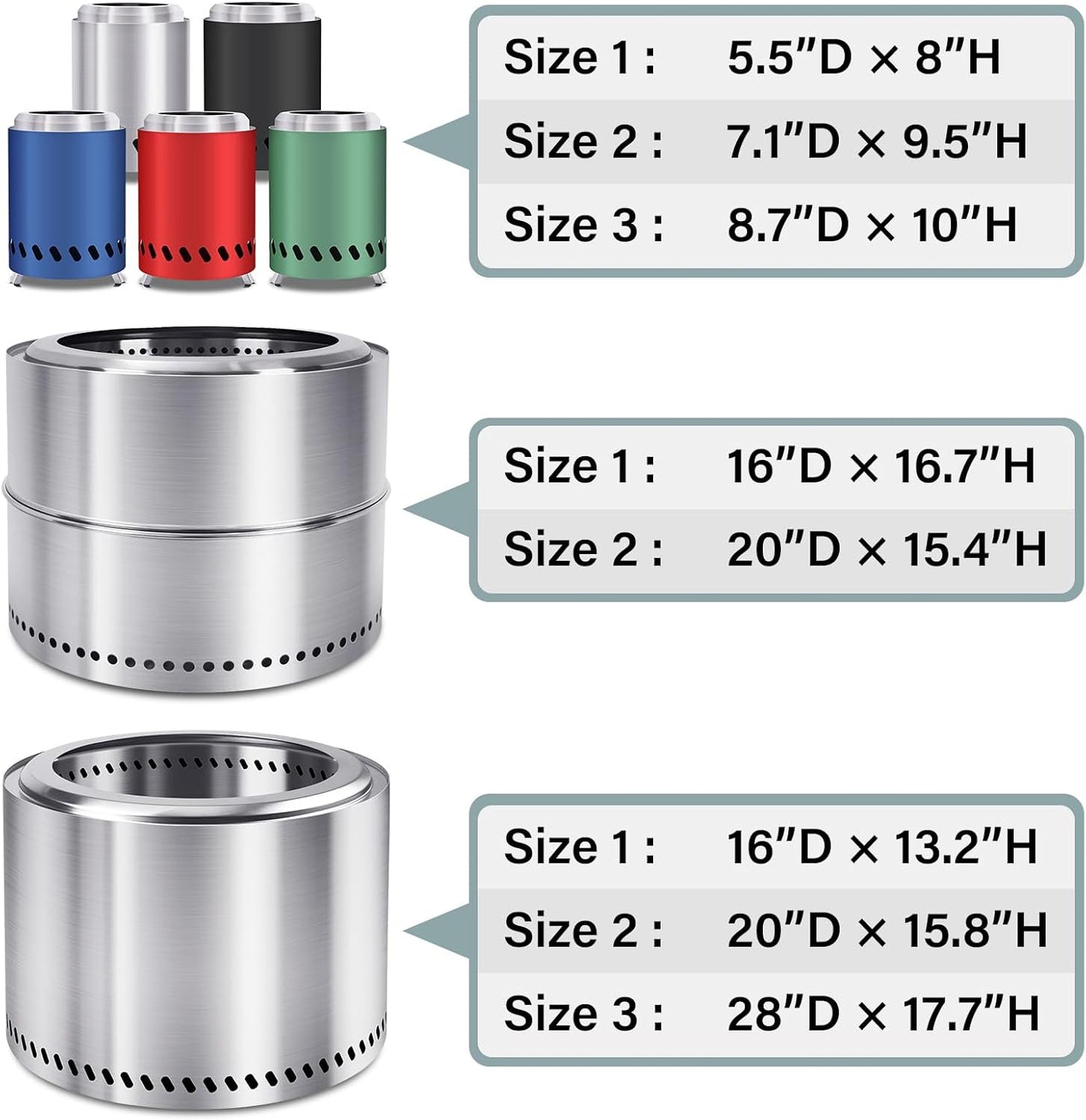 HGD Tabletop Fire Pit, Smokeless Firepit Outdoor, Mini Fire Pit for with Carry Bag for Camping Backyard Patio Garden Picnic, Silver