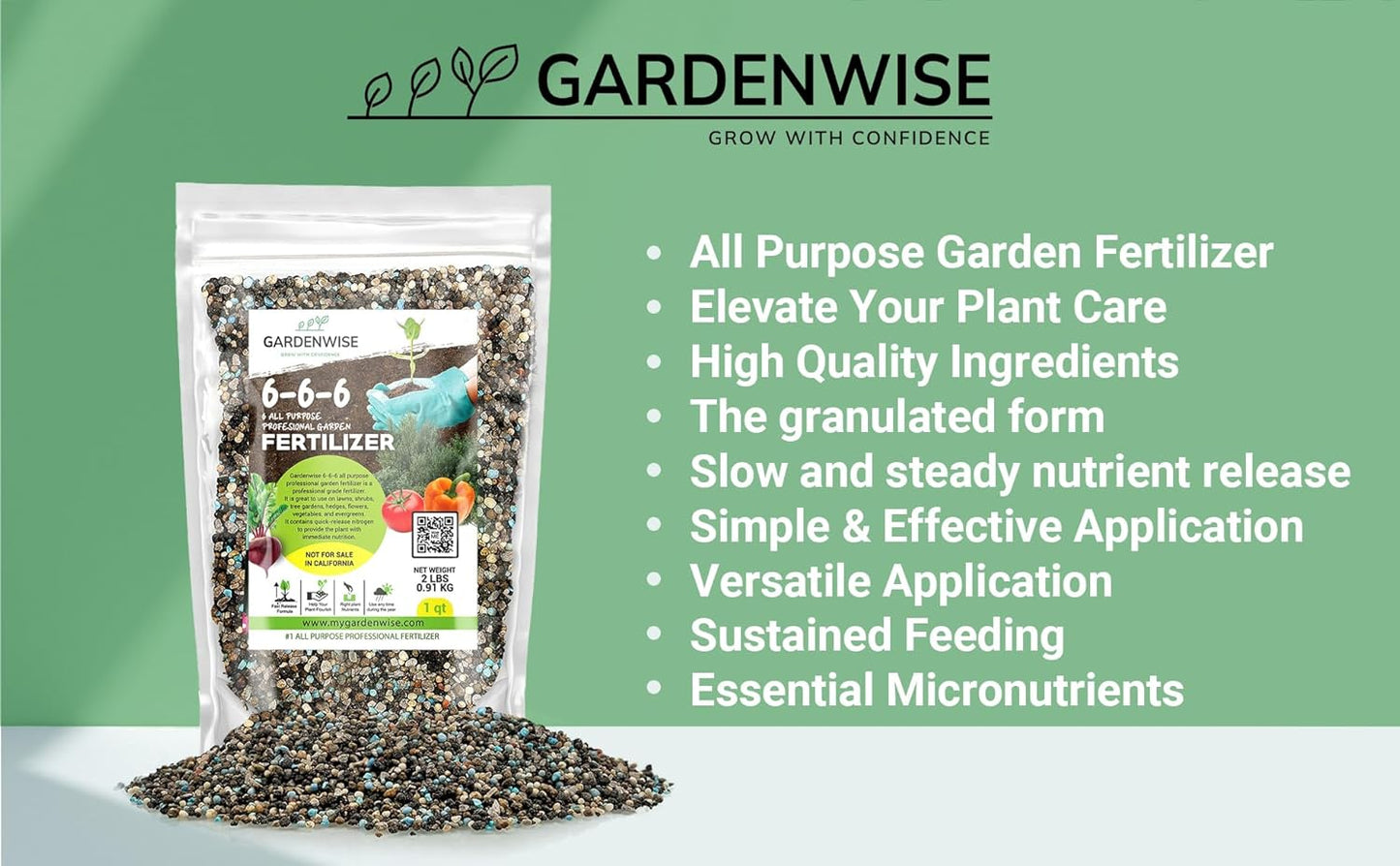 6-6-6 All-Purpose Professional Plant Food Fertilizer; Ideal for Winter Care & Spring Feeding, Perfect Balanced NPK for Indoor and Outdoor Plants (5 QUARTS)