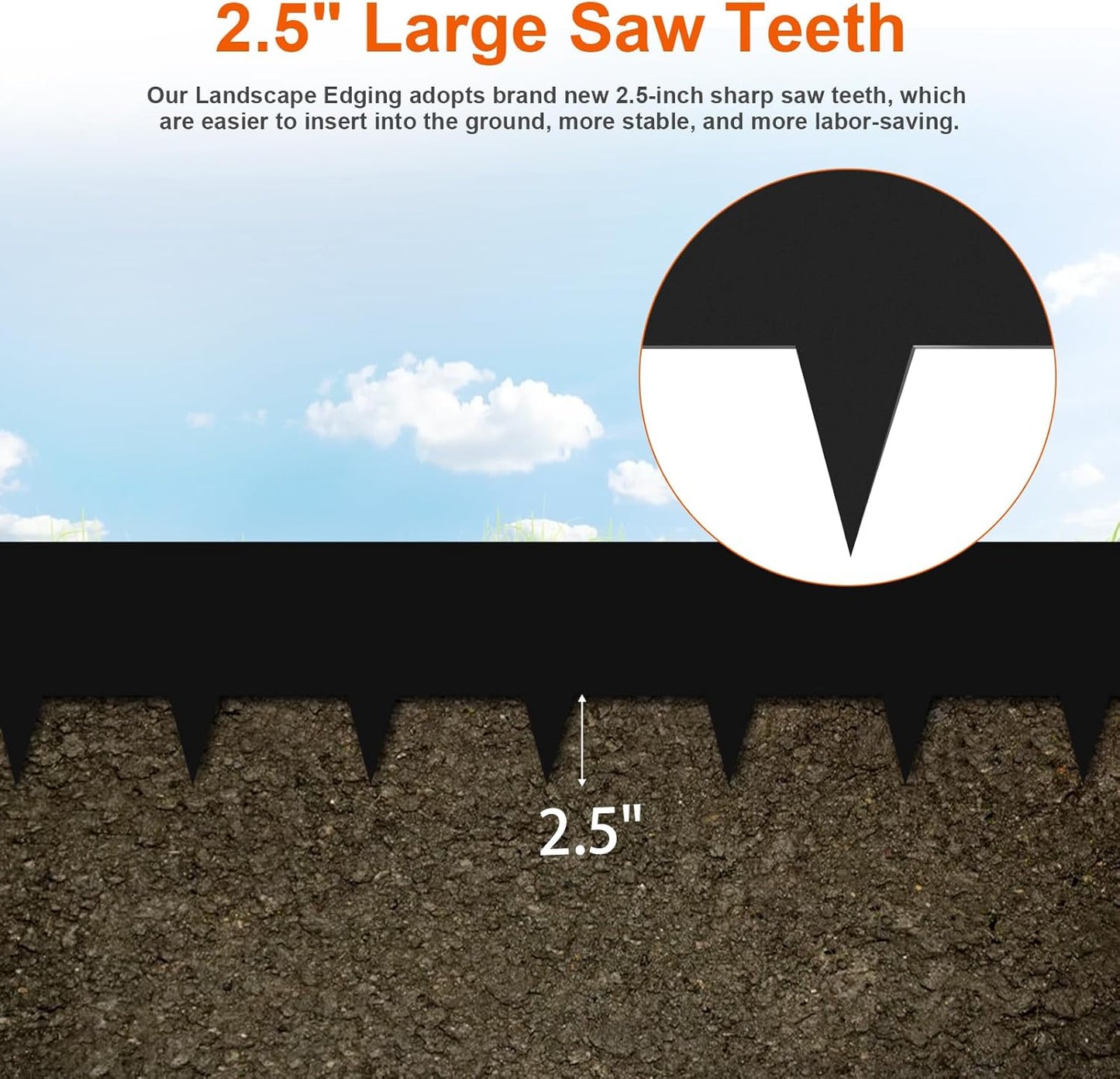 40" L X 7.5H Steel Landscape Edging, Heavy Duty Galvanized Steel Garden Edging,10 Pack Garden Edging Border for Lawn, Flower Bed, Yard (Black