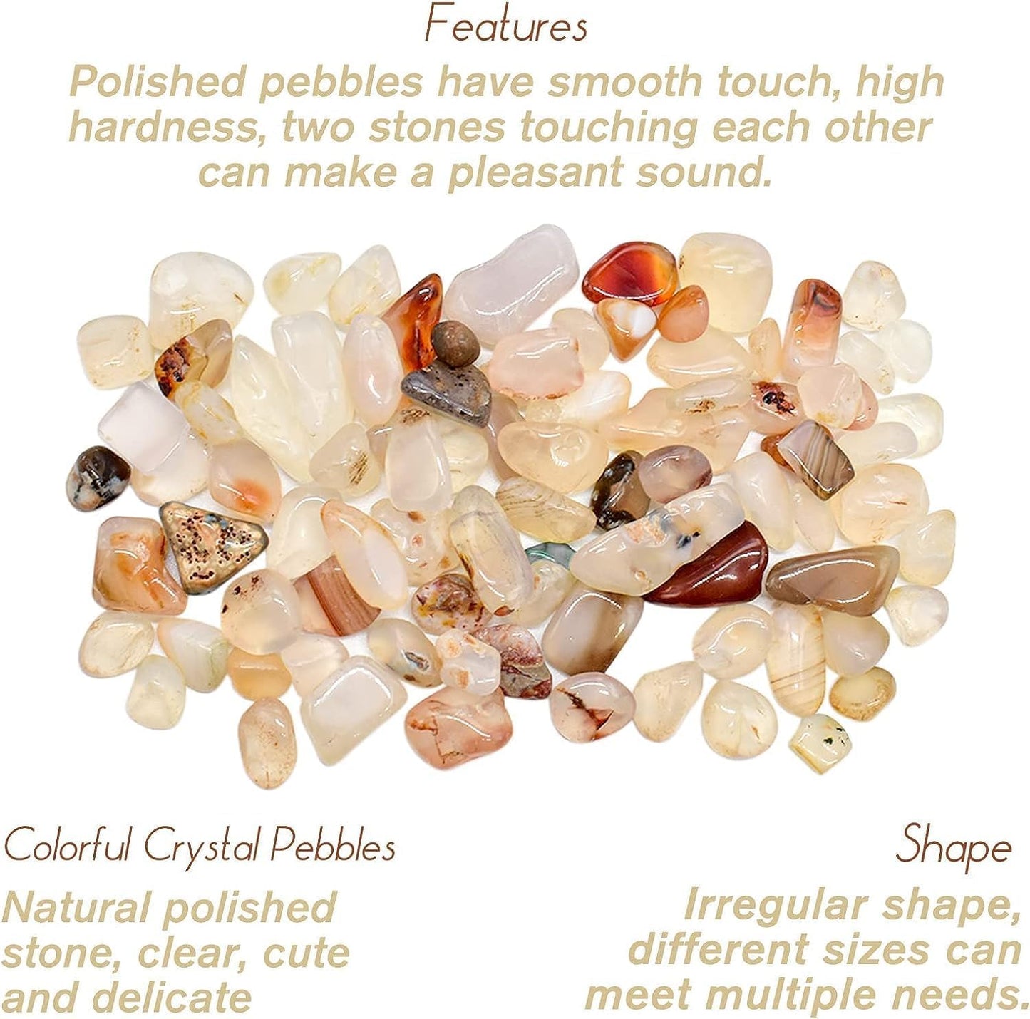 Halatool Crystal Pebbles 8 LB Bulk Bag 0.27"- 0.79" Natural Landscaping Pebbles Aquarium Gravel Decorative Polished Stone Suitable for Plants Home Decoration DIY Handmade Fish Tanks Vase Filler