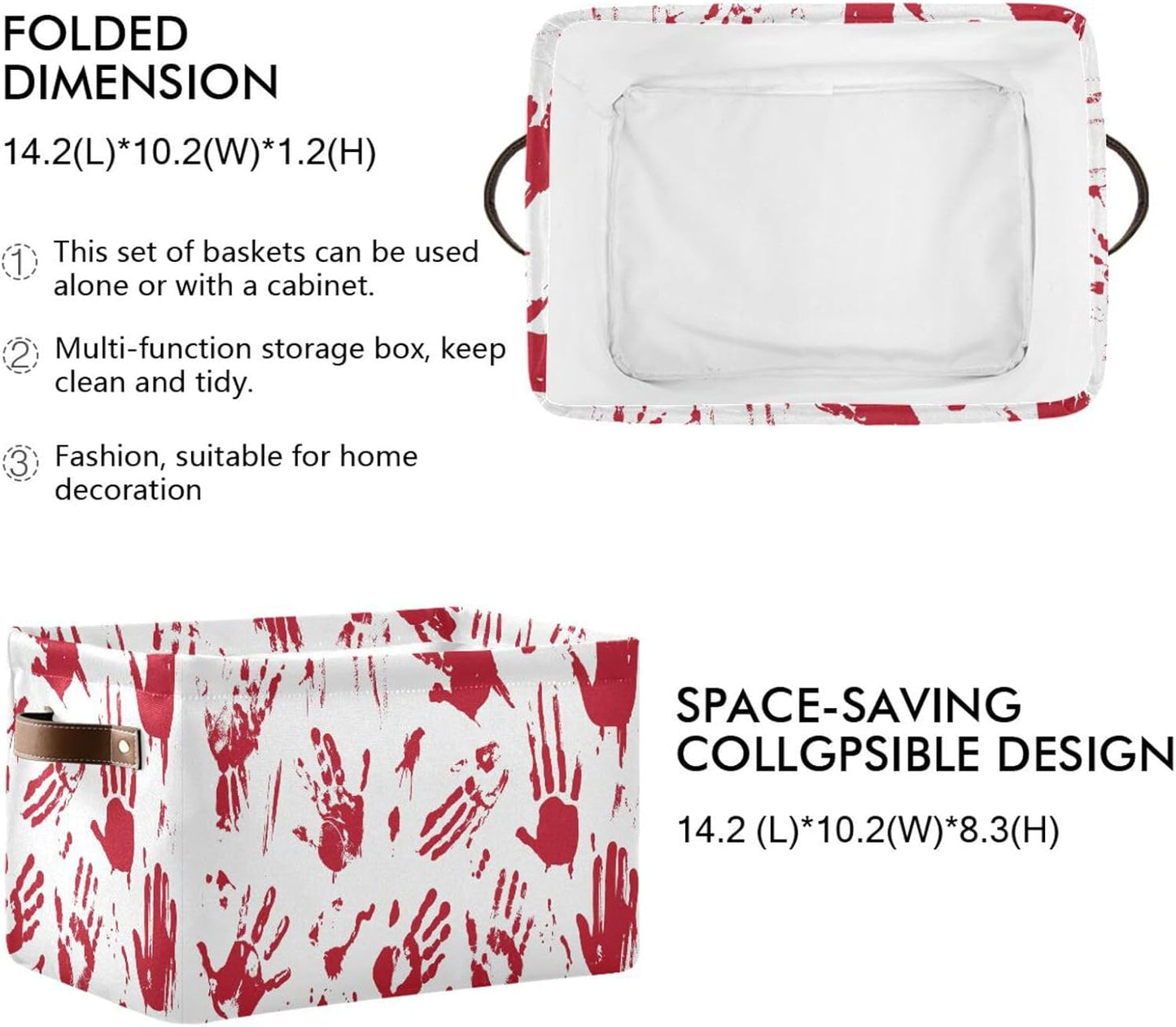 Skull Hand Rectangular Storage Basket Organizer Bin Shelf Baskets For Clothes Gifts For Home Office Dorm