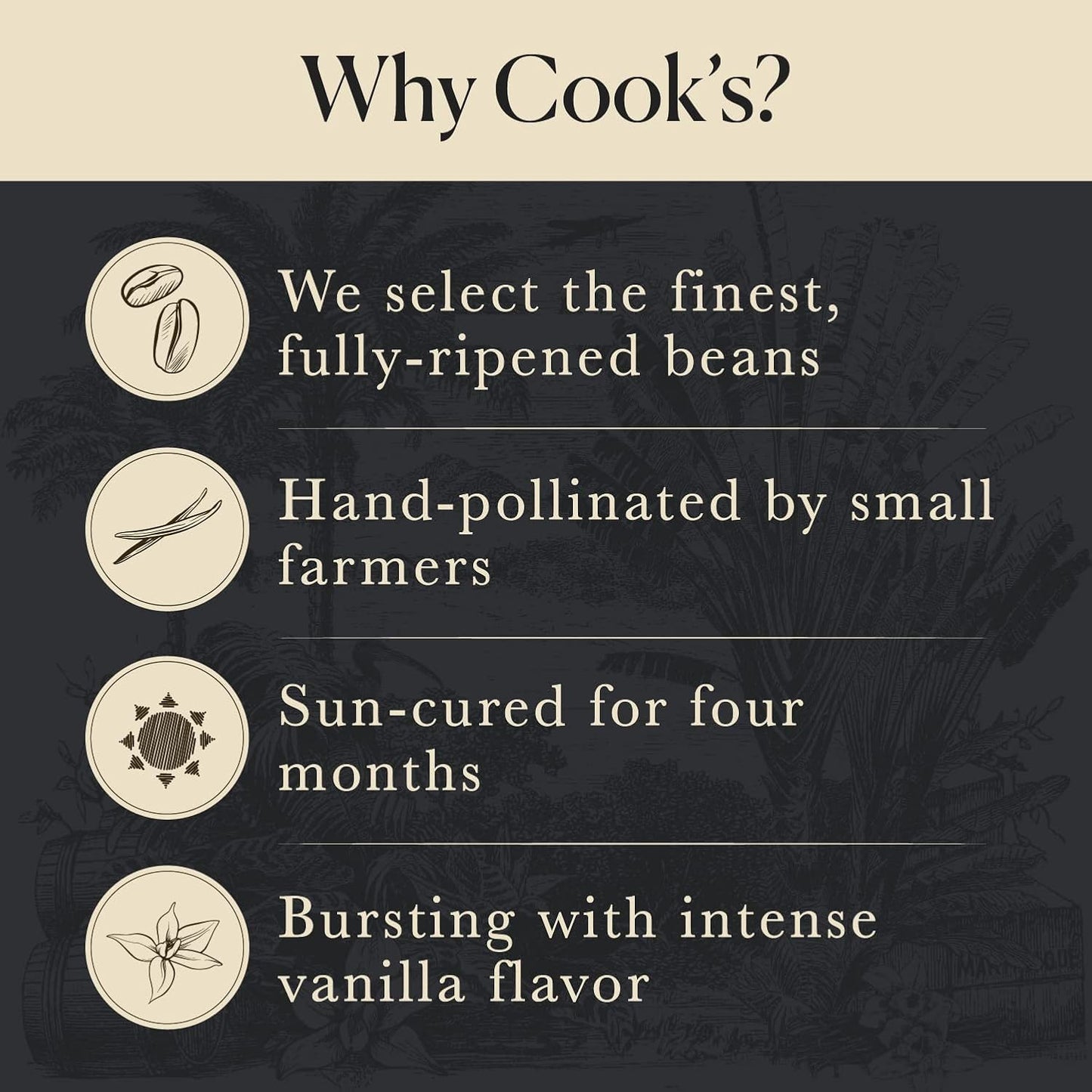 10 Organic Madagascar Whole Vanilla Beans, Grade A Pods, Premium Vanilla Beans for Making Extract & Baking - Cook’s